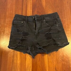 Black denim shorts